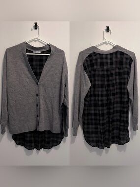 T by Alexander Wang Plaid Back Cardigan Flannel